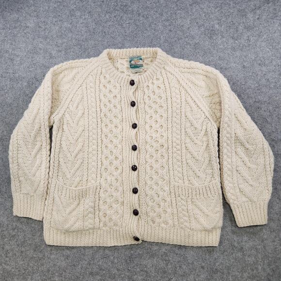 VTG Gaeltarra Sweater Womens Small Aran Fisherman Wool Handknit Ireland Cardigan - Picture 3 of 14